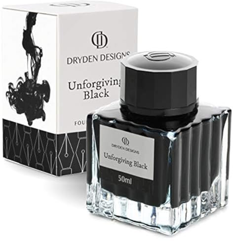 Dryden Designs Fountain Pen Ink Bottle Luxury Edition - Unforgiving Black - Fountain Pen Bottled Ink Compact Designed Smooth flow 50ml