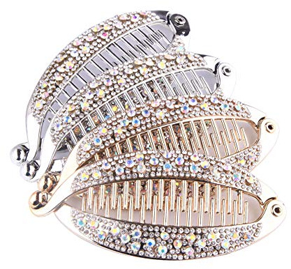 JIHUOO 4 Stücke Strass Bananenspange Haar Klaue Pferdeschwanz Halter Clip Haarschmuck