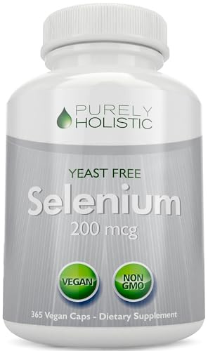 Selenium 200mcg - 365 Vegan Capsules not Tablets - Pure & Yeast Free L-Selenomethionine for Improved Absorption - Thyroid, Heart, and Immune System Support - Antioxidant Trace Mineral - Made in USA