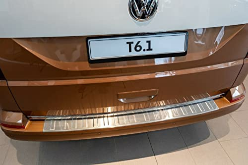 Aroba AR1172F-BR Edelstahl Gebürstet Ladekantenschutz kompatibel mit Volkswagen T6.1 ab BJ. 10.2019> passgenau Abkantung Farbe Silber