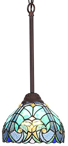 COTOSS Tiffany Pendant Light fixtures Hanging Lamp Stained Glass Light Decor for Dining Living Room Kitchen Island Study Hallway