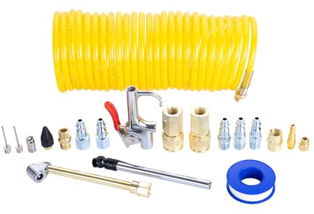 CRAFTSMAN 20-Piece Air Compressor Accessory Kit, Includes Recoil Hose, Tire Inflator, Blow Gun, Brass Quick-Connect Fittings, and More