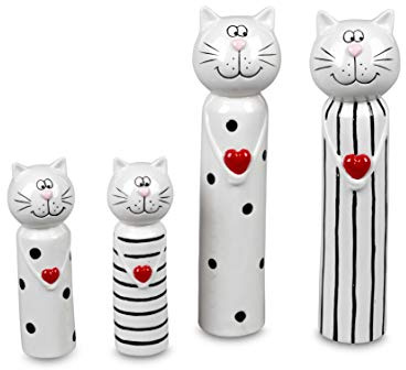 1 Stück Deko Katze aus Porzellan 15cm sortiert - Geschenke für Katzenliebhaber