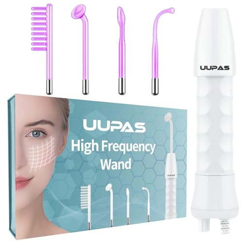 High Frequency Wand - UUPAS Portable Handheld High Facial Frequency Wand with 3 Pcs Argon Tubes Skin Tightening Machine for Acne Firming Skin Rejuvenation Wrinkle Removal