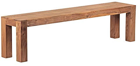 KADIMA DESIGN Sitzbank Landhaus-Stil: Massivholz, Akazie/Sheesham, 160/180x45 cm, 200/250 kg Belastung, handgefertigt Farbe: Beige, Große: 180x35x45