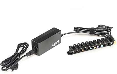 iggual - Cargador Universal Automático 45W para Ordenador Portátil. - 11 Conectores DC -Adaptador Alimentación AC/DC para Laptop. - Compatible con HP, ASUS, Lenovo, Acer (CUA-11T-45W)