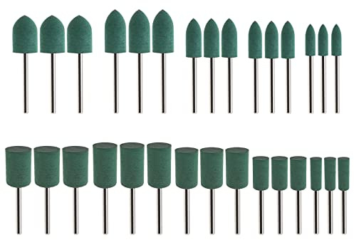 Create idea 30x Embout de Polissage en Caoutchouc Cône Cylindre Forme Fraises de Polissage Roue 3mm Mandrin 4mm 6mm 8mm 10mm 12mm Tête pour Outil Rotatif Perceuse Èlectrique Meuleuse Èlectrique