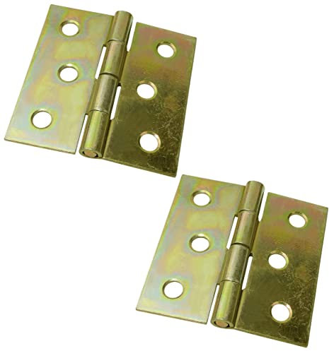 AERZETIX - C58717 - Lot de 2 charnières universelles 40x40x1 mm à 6 trous ronds - pour portes, armoires, meubles, placard, boîte à bijoux, coffre de rangement - en acier zingué
