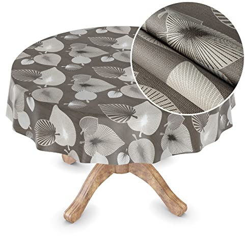 Wachstuchtischdecke Wachstuch Tischdecke abwaschbar Wachstischdecke Rechteck, rund, oval Premium Prägung Gartentischdecke Elegance Rund 140cm Schnittkante Aster