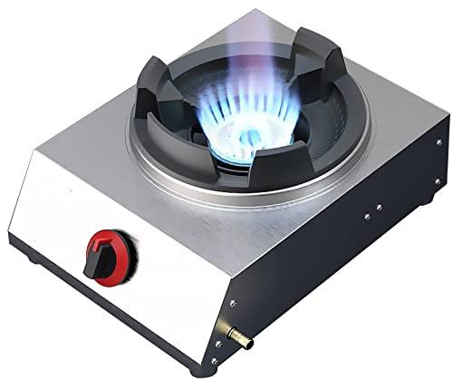 IBOWZ Encimera de Gas Estufa de Gas de Acero Inoxidable, hogar/Comercial 40W Estufa de Escritorio de Fuego Feroz, Gas Natural/Gas propano, Ideal para una Vida compacta, Cocina, Camping o caravanas