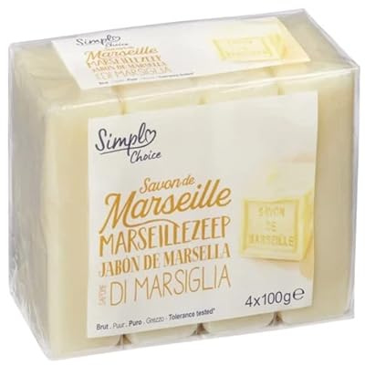 Lot de 4 savonnettes Marseille 100g - Visage et Corps - Fabriqué en france.