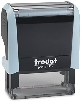 Personalisierter Adressstempel Trodat Printy 4912 Pastell Blau – Selbstfärbender Stempel mit individuellem Wunschtext zum Bestellen – 5 Zeilen Text, Abdruck 47 x 18 mm