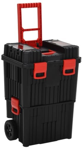 vidaXL Trolley Porta Attrezzi Nero e Rosso in Polipropilene