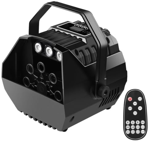 E-Lektron B102 Seifenblasenmaschine RGB LED-Beleuchtung und Fernbedienung für Party, Disco, Kinder-Party, Hochzeiten, Familientreffen, usw., Schwarz