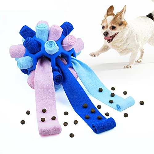 Yikko Snuffle Ball Dog Toy, Interactive Feeding Ball Portable Puzzle Toy, Slower Food for Dogs of Puppy and Medium Dogs, for Training and Boredom Relief (Ocean Blue)