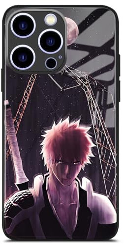 HWLHJJ Ichigo Kurosaki Soft Silicone Protective Case Popular with Anime Fans, Black TPU Mobile Phone Case with Manga Pattern for iPhone 13 Mini