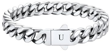 HAYOUWAY Armband Herren mit Buchstaben Edelstahl Panzerkette Silber Gold Armbänder für Herren Gravur A-Z Personalisierte Geburtstag Jahrestag Vatertag Weihnachtsgeschenke für Männer Papa Freund Sohn