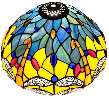 FUIBEJAE 12 Zoll Libellen Lampenschirm Ersatz, Tiffany Stil Buntglas Lampenschirm für Tischlampen Pendelleuchten Stehleuchten Stehlampe Kronleuchter