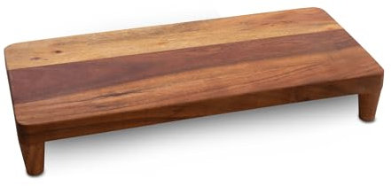 Spetebo Acacia – Podio de mesa apto para alimentos – 45 x 21 cm – Bandeja de madera marrón con 4 patas – Tabla de servir bandeja para servir salchichas queso plato de velas
