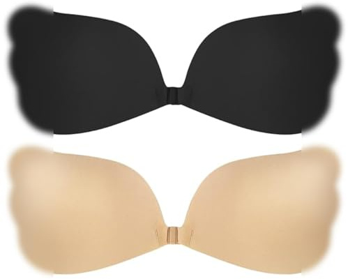 EIROVYA Reggiseno Invisibile, Senza Spalline, Schiena Scoperta, Adesivo, Nastro per Abito Cerimonia (Coppa C)