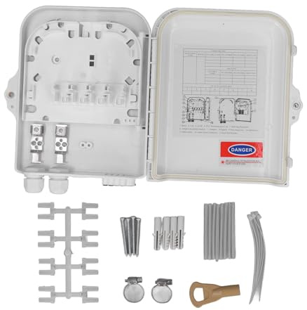 8 Cores Fiber Distribution Box, IP65 Fiber Splitter Box ABS Wall Mounted Fiber Optic Terminal Box for Optical Fiber Splicing Windin