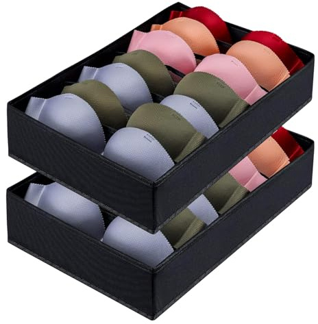 CTENG Schublade Organizer für Unterwäsche 2 Stück,Kleiderschrank-Organizer Aufbewahrungsbox 7 Fächer,Aufbewahren von Unterwäsche, Socken, Krawatten, Gürtel und Andere Zubehörteile
