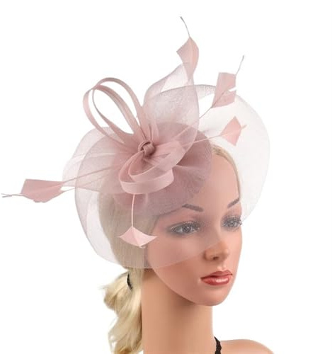 MOHUIED Chapeau fascinateur for Femme avec Chapeau en Maille à Plumes, Chapeau fascinateur à Plumes, Chapeaux de fête de thé for Cocktail et Mariage Chapeau De Mariage(Color1)