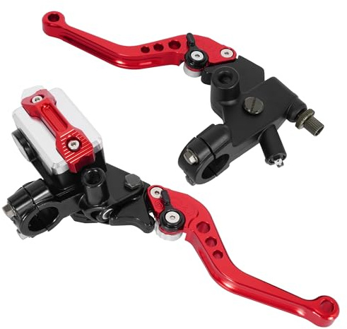 RUHUO Motorrad 7/8 22mm Lenker Hauptbremszylinder Kupplungshebel CNC Links & Rechts Set Rot