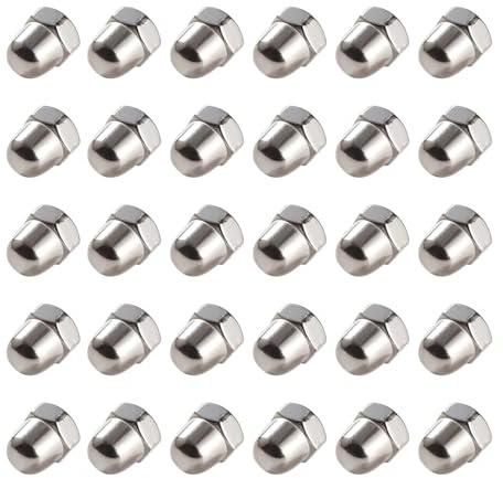Lyeteung 30 Piezas M6 Tuercas de Acero Inoxidable de Domo, Tuerca Sombrerete, Tuercas Sombrerete Hexagonales, para Tornillos, Pernos