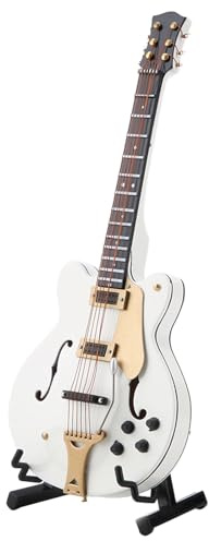 Mini Chitarra, Mini Chitarra Elettrica con Supporto per Telaio Chitarra Giocattolo Bianca da 7 Pollici per la Decorazione della Scrivania