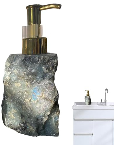 Dispensador de jabón de Piedra Natural – Dispensador de jabón de Manos de cristals – Bomba de Botellas de baño – Botella de loción de baño – para jabón líquido, champú, loción decoración del hogar