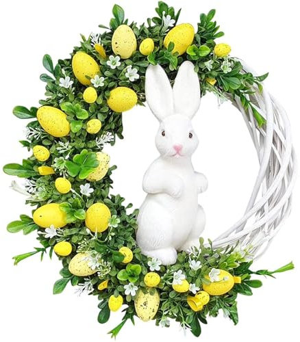 Türkranz Osterkranz Osterdeko,Osterkranz-Dekorationen, Osterkranz Mit Hase Osterhasenkranz,Osterdeko zum aufhängen, Frühlingsdeko, Fenster Garten Tür Osterdekoration (5,35x40cm)