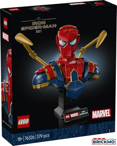 LEGO Marvel Iron Spider-Man Bust - Display Model Building Set for Adults incl. 2 Movable Arms, a Rotating Head & a Super Hero Minifigure - Collectible Avengers Gift for Fans - 76326