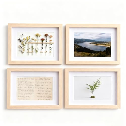LOPYXBR 4PCS Wooden Shadow Box Frame 5x7 Inch 3D Picture Frame for Crafts, Display Frames 5x7 Wood with Glass for Wedding Photos Memory Crafts Dry Flowers, Depth 1.5cm