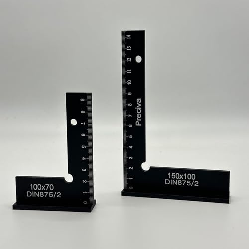 2 Stück Zimmermannswinkel, 90°, Material aus Aluminiumlegierung, 150*100mm, 100*70mm, mit Messskala, Schlosserwinkel Set, Quadratisches Lineal mit Sitz, Zum Messen und Anreißen in der Holzbearbeitung