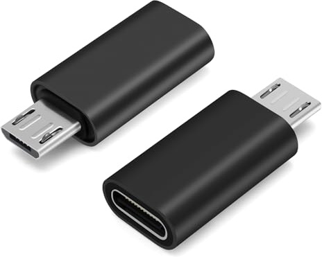 BORLTER CLAMP Adaptador Micro USB a USB C, Paquete de 2 adaptadores OTG Micro USB Macho a USB C Hembra Compatible con Galaxy S7/S7 Edge, Smartphone Android, Discos Duros portátiles y más, Color Negro