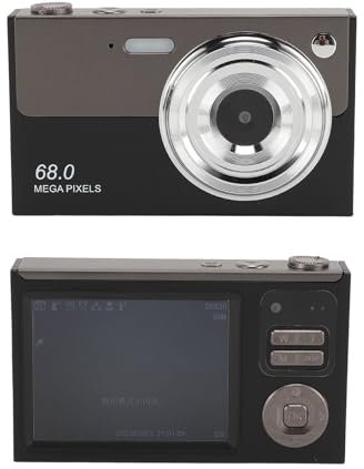 Rankomu Fotocamera digitale 4K 68MP, fotocamera AF autofocus con zoom digitale 16x, schermo IPS da 2,8 pollici, memoria integrata da 32 GB, batteria 1000 mAh, nero grigio