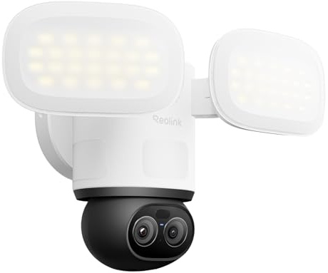 REOLINK TrackFlex Floodlight WiFi, 4K Dual-Lens Floodlight Camera, 3000 Lumens, 360° PTZ 6X Hybrid Zoom, Auto-Tracking, Privacy Focused Local AI Video Search & Storage, Dual-Band Wi-Fi 6, AC Hardwired