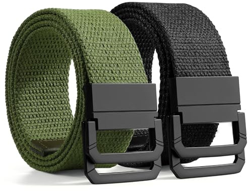 SANSTHS Stoffgürtel Herren Stufenlos Verstellbar Canvas Gürtel Ohne Löcher | ohne Löcher mit doppel D-Ring Schnelle, gürtel stoff herren für Arbeitshosen, Alltag Outdoor Camping Sport, Cargohosen