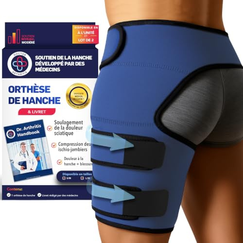 Dr. Arthritis Musleras Compresión Mujer Desarrolladas por Médicos - Alivio del Dolor de Ciática y Síndrome Piriforme - Soporte para Muslo e Isquiotibiales - Unisex (Talla L/XL, Azul Marino)