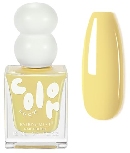 Yellow Nail Polish - Butter Yellow Nail Varnish - Bright Pastel yellow Sunshine Breathable Nail Paint - 60 Seconds Super Shine Nail Polish Quick Drying& Chip Resistant Manicure - 12ml