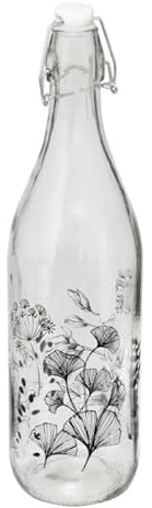 Paris Prix Secret de Gourmet - Bouteille Limonade en Verre White Floral 1L Transparent