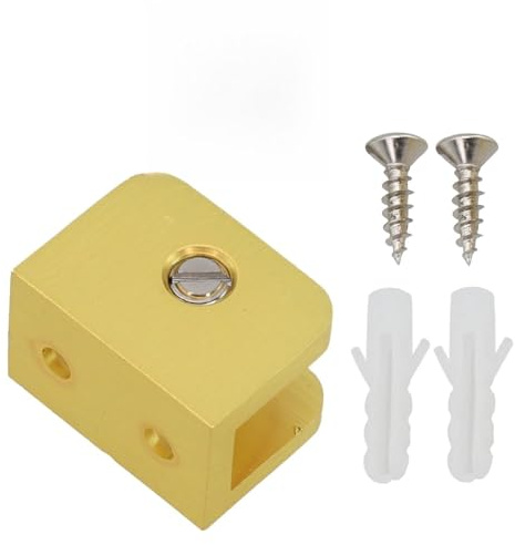 Copper Glass Shelf Clips Brackets No Drill Adjustable Support Holders for Bathroom Cabinet Wine Glass Shelves 4 Pack Gold 32x24x21mm(S)