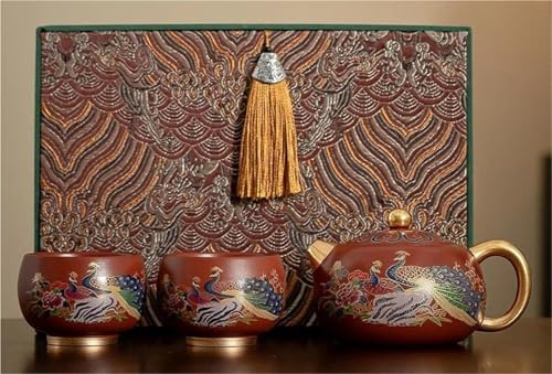 Juegos De Tazas De Té Juego De 1 Tetera Y 4 Tazas, Colección Artículos Té Hechos A Mano, Arcilla Púrpura, Completo Ceremonia Antigua Juego De Té De La Tarde