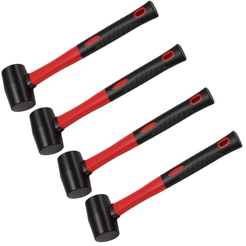 SOUJAP Rubber Mallet Set, 8 oz, Fibre Handle, Red and Black, 280 x 77 x 46 mm, 4 Pack