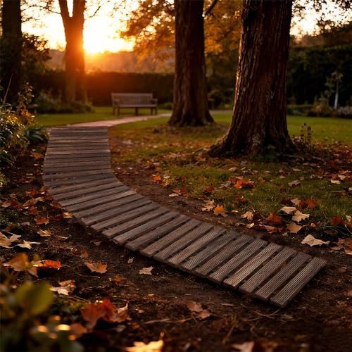 Czyurachel Gartenweg Holz Retro, 244 x 43 cm Garten Gehwegplatten, Rollweg Gartenweg, Ausrollbarer Holzweg, Gartentritt, Dekorative Trittplatten für Strandpromenade, Hinterhof