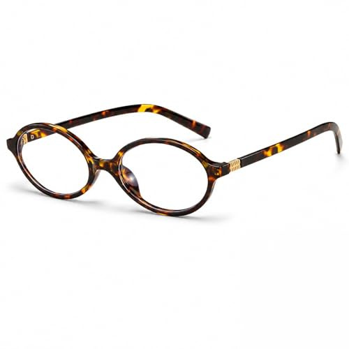 Retro Oval Tortoiseshell Blue Light Filter Glasses Unisex Non-Prescription | Eases digital eye strain, lightweight comfortable fit, clear lenses, ideal for office work, gaming and long screen use.
