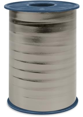 Präsent C.E. Pattberg Mexico Geschenkband metallic Schiefer (grau), 250 m Ringelband zum Einpacken von Geschenken, 10 mm Breite, Zubehör zum Dekorieren & Basteln, Dekoband, Anlass