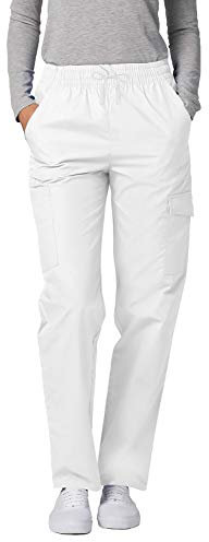 Adar Universal Pantalon Médical Femme - Pantalon Cargo Fuselé - 506 - White - M