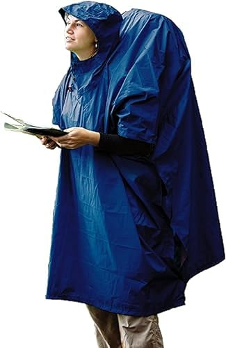 Sea to Summit – nylonponcho & tarp – lätt och vattentätt regnskydd – med huva – skyddar stor ryggsäck – tältpresenning för 2 personer – vandring – blå – 400 g